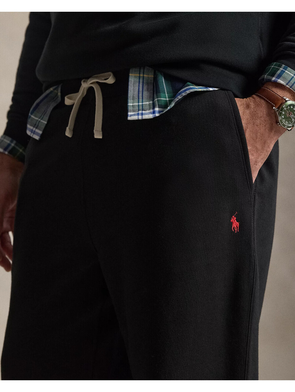$138 Polo Ralph Lauren Fleece Drawstring Pants Black M NWT Cotton Pony